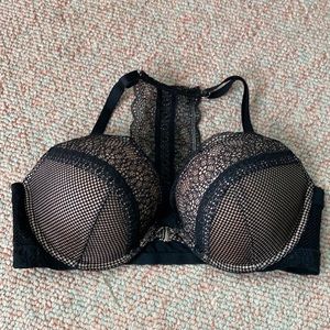 Black and nude lace bra